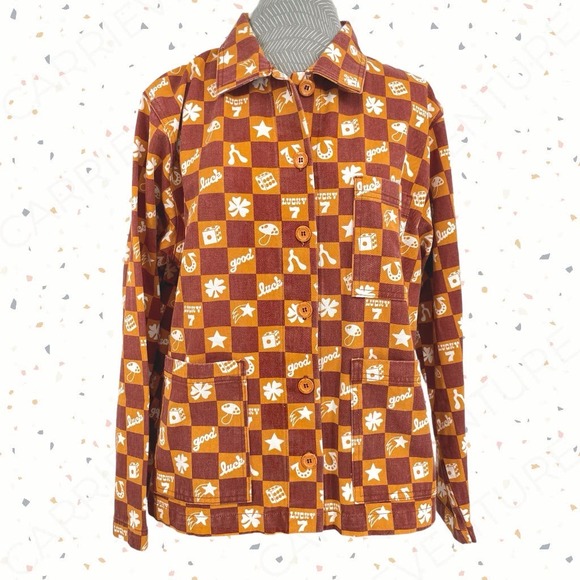 Big Bud Press Other - Big Bud Press Work Jacket Lucky Collection Gold Maroon Checkered Button Coat M
